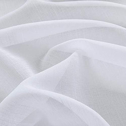 Treatmentex Black and White Sheer Curtains for Living Room 95" Long Linen Curtain Draperies for Nursery Room Decorative Pompom Voiles 2 Panels