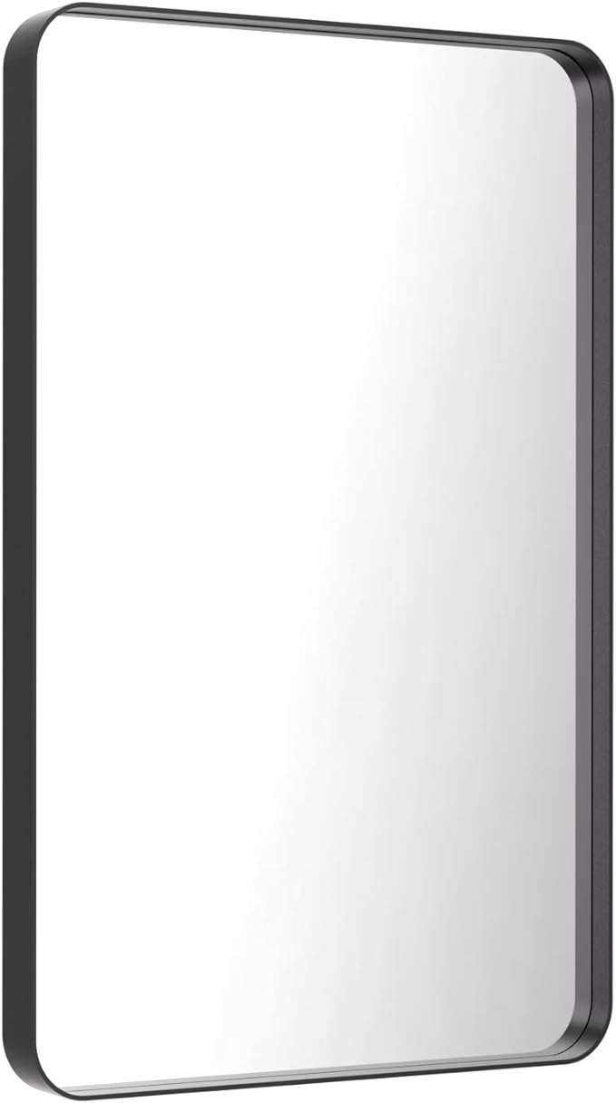 LOAAO 28X36 Inch Black Metal Framed Bathroom Mirror - Image 3