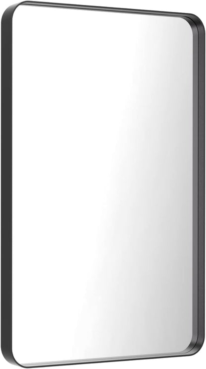 LOAAO 28X36 Inch Black Metal Framed Bathroom Mirror - Image 3