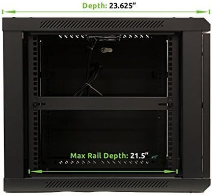 NavePoint 9U Server Cabinet Wall Mount Rack Enclosure Includes 2 Fans, Locking - Image 2