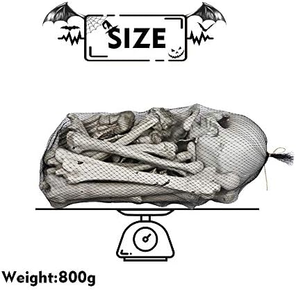 MOKRY PARTY Bag of Bones Halloween Life Size Skeleton Skull for Decoration an...