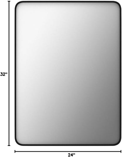LOAAO 24X32 Inch Black Metal Framed Bathroom Mirror - Image 7