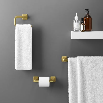 pfister bruxie 3-piece bathroom hardware set with towel, front angle view