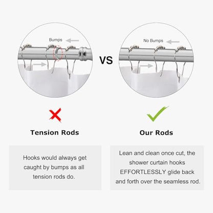 Naiture 304 Stainless Steel 36" Straight Shower Curtain Rod, Black | One-Piece Rod, Cut to Fit, Rustproof, Heavy-Duty Zinc Alloy Flange, Permanent Wall Mount, Mounting Hardware Included