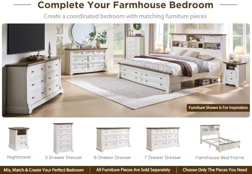 farmhouse nightstand with charging station 18"wood end table, package contents