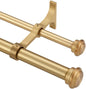 Warm Gold Double Window Rods - 36-72", "Adjustable Dual Curtain Rods with End Cap Finials