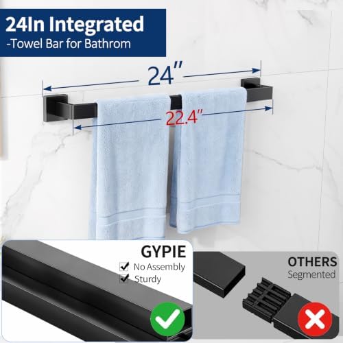 gypie bathroom accessories set wall mounted, 5-piece 24in, close-up detail