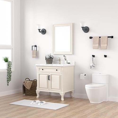 5-pieces matte black bathroom accessories set 23.6 inch on a desk or shelf