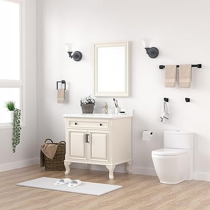 5-pieces matte black bathroom accessories set 23.6 inch on a desk or shelf