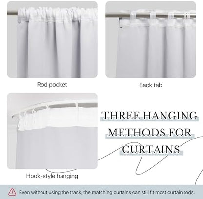 RYB HOME Room Divider Curtain with Flexible Track Wall/Ceiling Mount | Drape for Sliding Door/Living Room/Bedroom/Blackout, Floor to Ceiling with Hooks, Greyish White, W100 x L108, 1 Panel