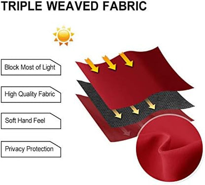 DWCN Red Christmas Curtains for Bedroom, Thermal Solid Room Darkening Short - Image 6
