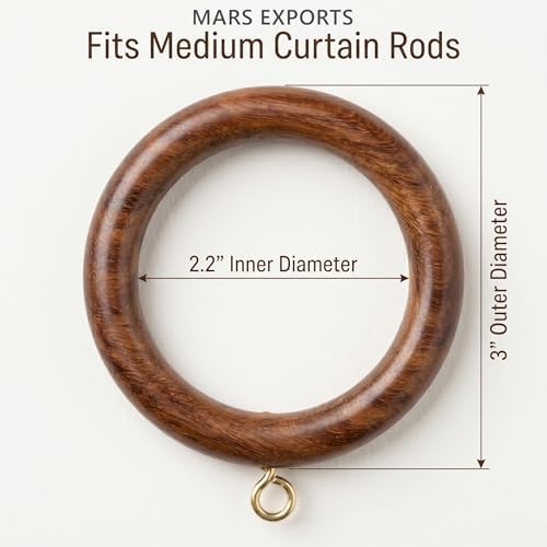 24 Pieces of 3 Inch Wooden Curtain Rod Rings, Drapery Rod Rings for 1.75-2 inch Rod Pole, Natural Rosewood (24, 2.2 INCH Inner Dia)