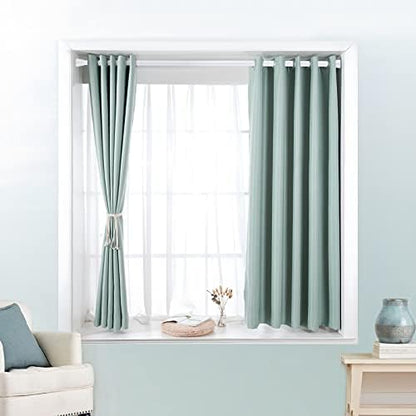 MEXAU Tension Curtain Rod for Windows 28 to 48 In, White | No Drilling Expandable Adjustable Spring Loaded Tension For Doorway Closet Kitchen Bathroom Bedroom 7/8 Inch Diameter