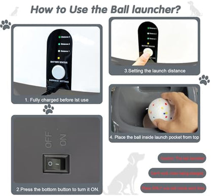 mekaple automatic dog ball launcher, upgraded interactive dog, side view