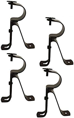 Curtain Rod Bracket for 1-Inch Diameter rods - (Set of 4 (2 Pairs, Black) (Can Also be Known as Curtain Rod Hangers, Drape Rod Hooks for wall, Curtain rods Brackets, Curtain Rod Holders)