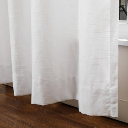 TWOPAGES White Linen Cotton Blend Pinch Pleated Curtain,52Wx96L | Linen Cotton Blend; Natural Texture; Pinch Pleats; Light Filtering; Window Treatment; Lined Drape for Living Room; 1 Panel