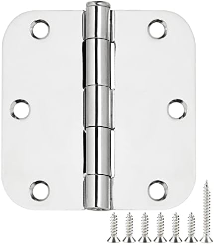 12 Pack Rounded Door Hinges 3.5 inch X 3-1/2" 5/8 Radius, Polished Chrome 3 ½ by TDCHINGES