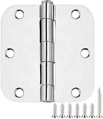6 Pack Round Door Hinges 3-1/2" x 3.5 inch, 5/8 Radius, Polished Chrome 3 ½ by TDCHINGES