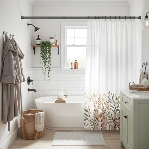 Spring Tension Curtain Rod 30-76 Inch Black Tension Rod 1pcs | Adjustable Curtain Rods No Dilling Spring Curtain Tension Rod Extendable Curtain Rods for Windows Bathroom Doorway Kitchen