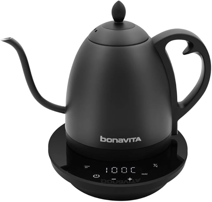 Bonavita Cosmopolitan 1.0L Gooseneck Electric Kettle, Stainless Steel Water by Bonavita