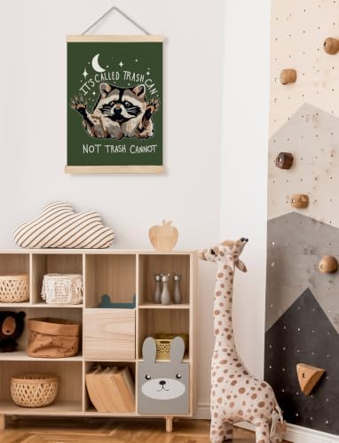 Funny Olive Green Motivational Raccoon Poster Wall Art Framed 12x16in | Raccoon Lover Gifts, It's Called Trash Can Not Trash Cannot Inspirational Canvas Prints Wall Decor for Bedroom Home Office