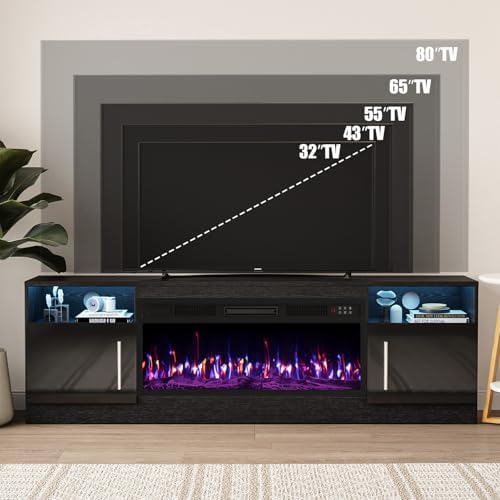 vitesse 70”fireplace tv stand,modern entertainment center heating fireplace, close-up detail