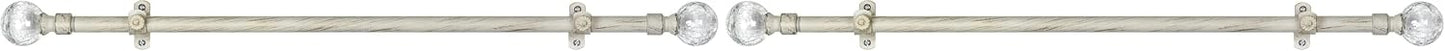 Decorative Window Curtain Rods with Finials, 28 to 48 Inches, 0.75 Diameter - Metallo (Ilana) - Lightweight & Easy to Install, Adjusts Telescopically to Fit Any Window by Achim Home Decor (Pack of 2)