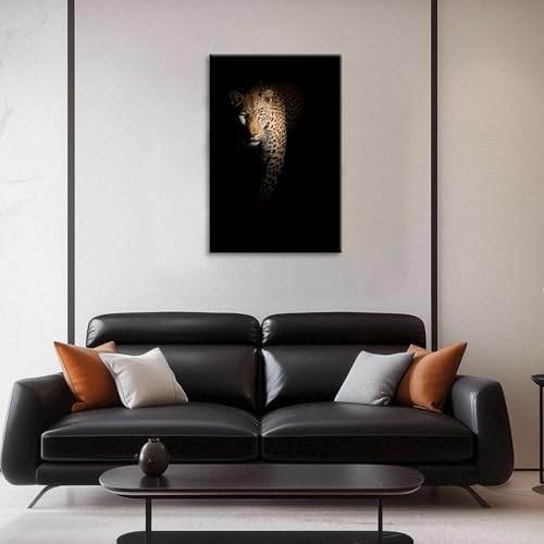 SEVEN WALL ARTS Leopard Wall Art Wildlife Portrait Photography Close-Up Animal Print Framed Artwork for Living Room, Bedroom, or Office Decor, 24"x36"