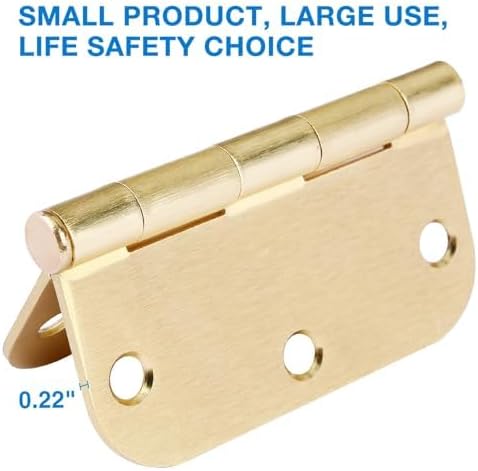 6 Pack Rounded Door Hinges 3.5 inch X 3-1/2" 5/8 Radius, Brushed Brass 3 ½ Inch - Image 5