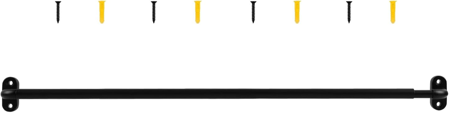 TYRON 1 Pack French Door Curtain Rod Adjustable 18-30 Inch, Black | 3/8 In. Diameter, Screwed Sash Curtain Rod, Cafe Window Rod