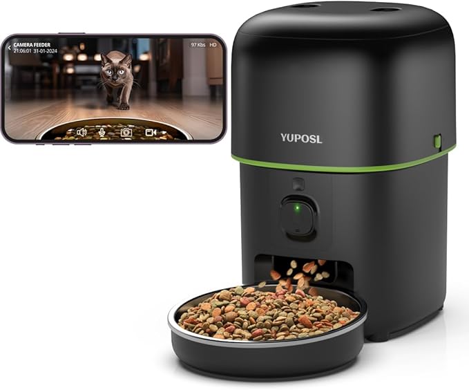 Automatic Cat Feeder with Camera - 5G WiFi Auto Cat Food Dispenser by Yuposl