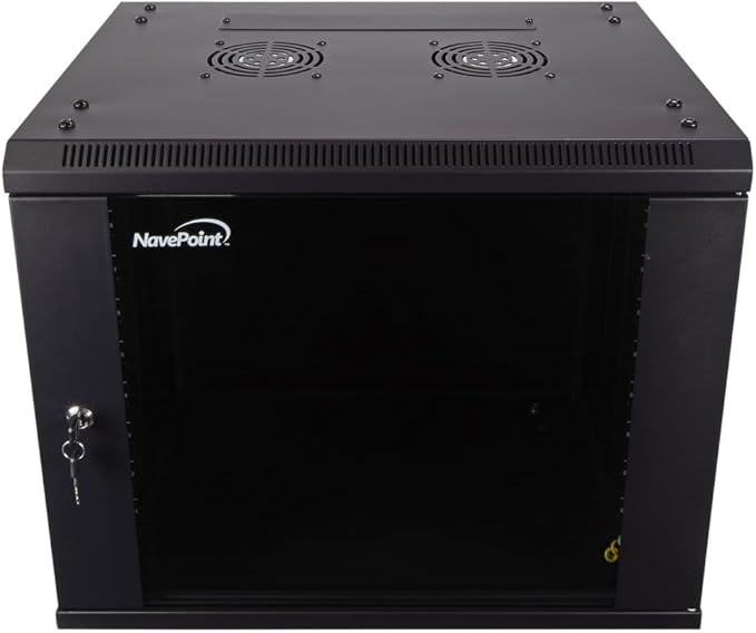 NavePoint 9U Server Cabinet Wall Mount Rack Enclosure Includes 2 Fans, Locking by NavePoint
