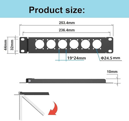QiaoYoubang 10" 1U Mini Hinged D-Series Connectors Rack Panel 6D XLR HDMI Audio - Image 5