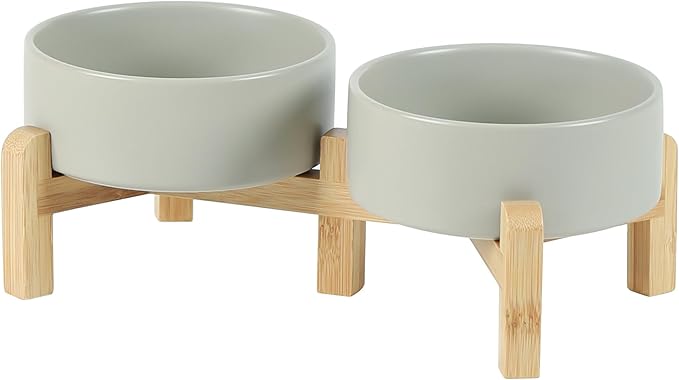 Ceramic Raised Double Bowls Set by Havniva