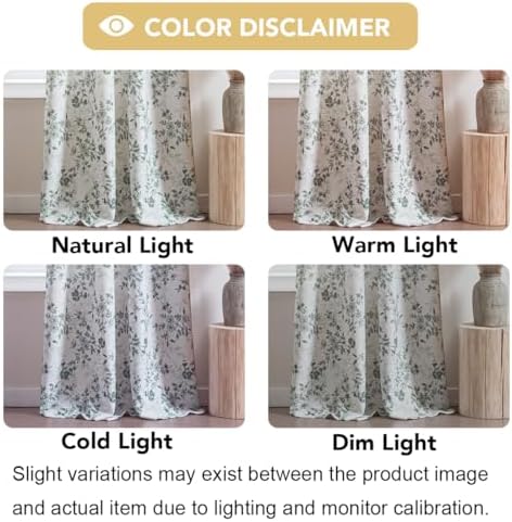 H.VERSAILTEX Linen Blend Curtains for Living Room Printed Floral Curtain Grommet Farmhouse Flower Patterned Drapes Window Treatment Panels Set of 2 Panels, 52" W x 84" L, Retro Floral - Sage