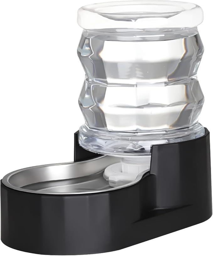RIZZARI Dog Food Water Dispenser: 4L Large Black Stainless Steel Feeder by RIZZARI
