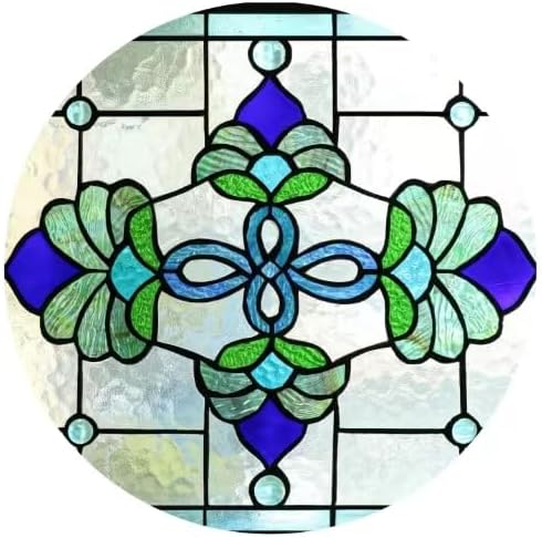 Yogoart Extra Large 32 Inch Horizontal Victorian Stained Glass Window Panels Hanging Transom Window Panels 20 Inch Height
