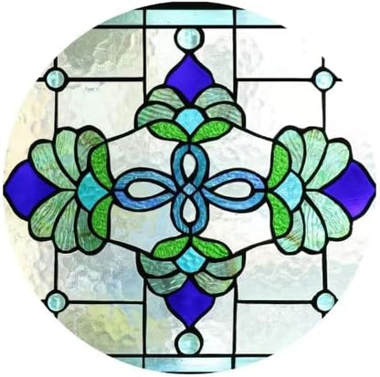Yogoart Extra Large 32 Inch Horizontal Victorian Stained Glass Window Panels Hanging Transom Window Panels 20 Inch Height
