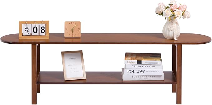 HollyHOME Bamboo TV Stand with Storage - Image 9