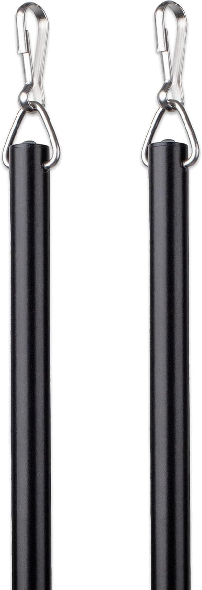 Curtain Wand - Aluminum Curtain and Drapery Pull Rod with Stainless Steel Hardware for Curtains, Draperies, and Room Divider Curtains - 48 Inches, Metallic Black - Pack of 2
