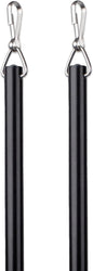 Curtain Wand - Aluminum Curtain and Drapery Pull Rod with Stainless Steel Hardware for Curtains, Draperies, and Room Divider Curtains - 48 Inches, Metallic Black - Pack of 2