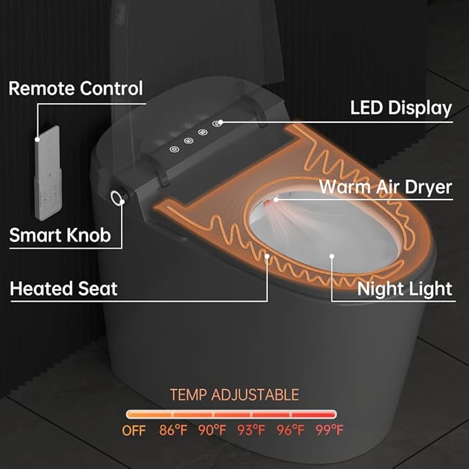 EPLO Smart Toilet Bidet with Tank Built In, Auto Open Close Lid, ADA Comfort - Image 5