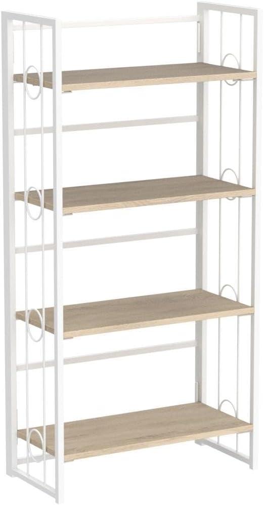 4NM No Assembly 4 Tiers Folding Bookshelf, 47.2" H Foldable Storage Shelves - Image 5