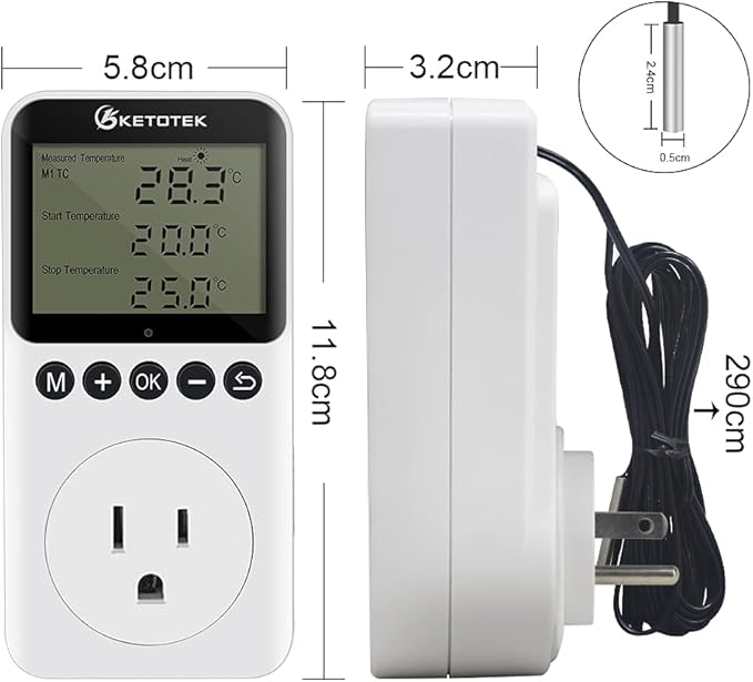 KETOTEK Plug in Thermostat Timer Temperature Controller Outlet - Image 7