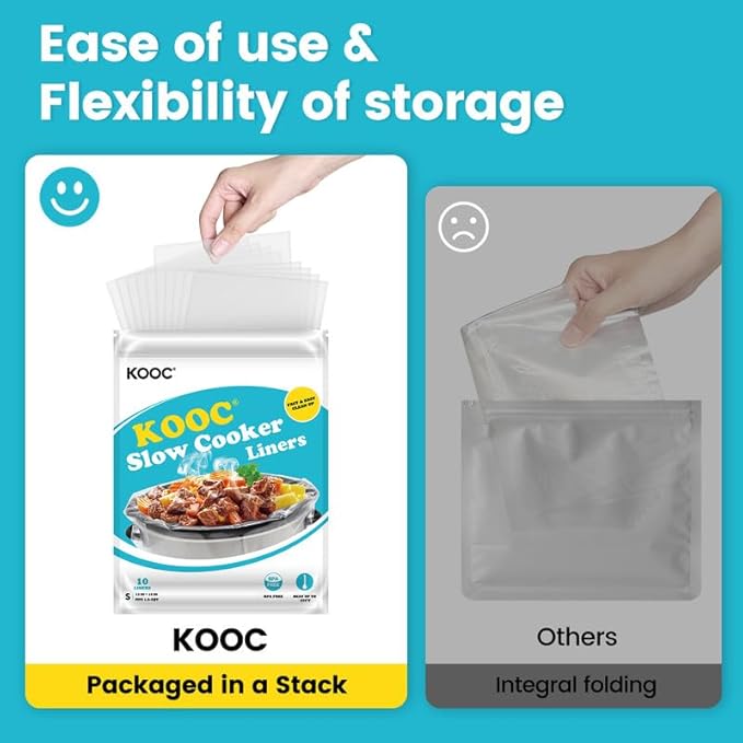 KOOC Slow Cooker Liners 10"x13" 30 count Small Size Disposable Plastic Bags Pot - Image 2