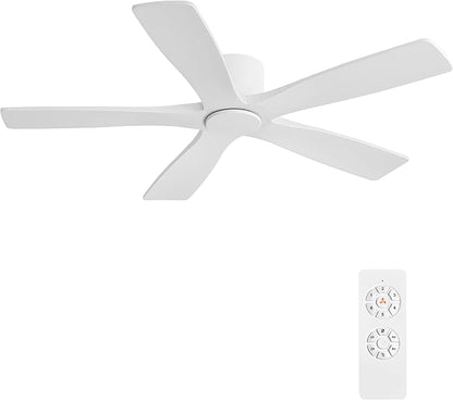 WINGBO 48" Flush Mount DC Ceiling Fans Without Lights, 5 Carved Solid Wood by HomePage