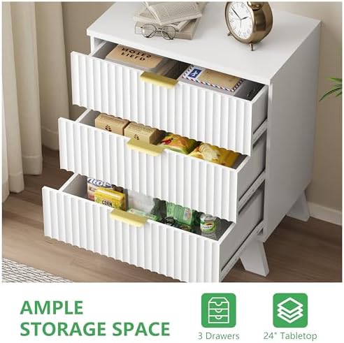fluted dresser for bedroom with 3 drawers, 24", package contents
