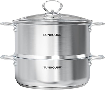 SUNHOUSE 2-Tier Stainless Steel Steamer Pot by SUNHOUSE