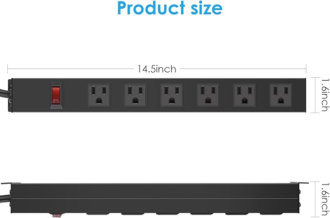 2Pack Metal Wall Mount Power Strip, Mountable Power Outlet - Image 2