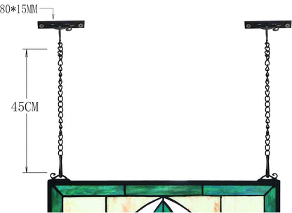 Yogoart Extra Large 32 Inch Horizontal Victorian Stained Glass Window Panels Hanging Transom Window Panels 20 Inch Height